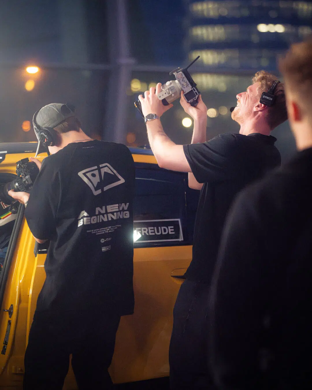 Film-Crew in den Aufnahmen des Werbefilms